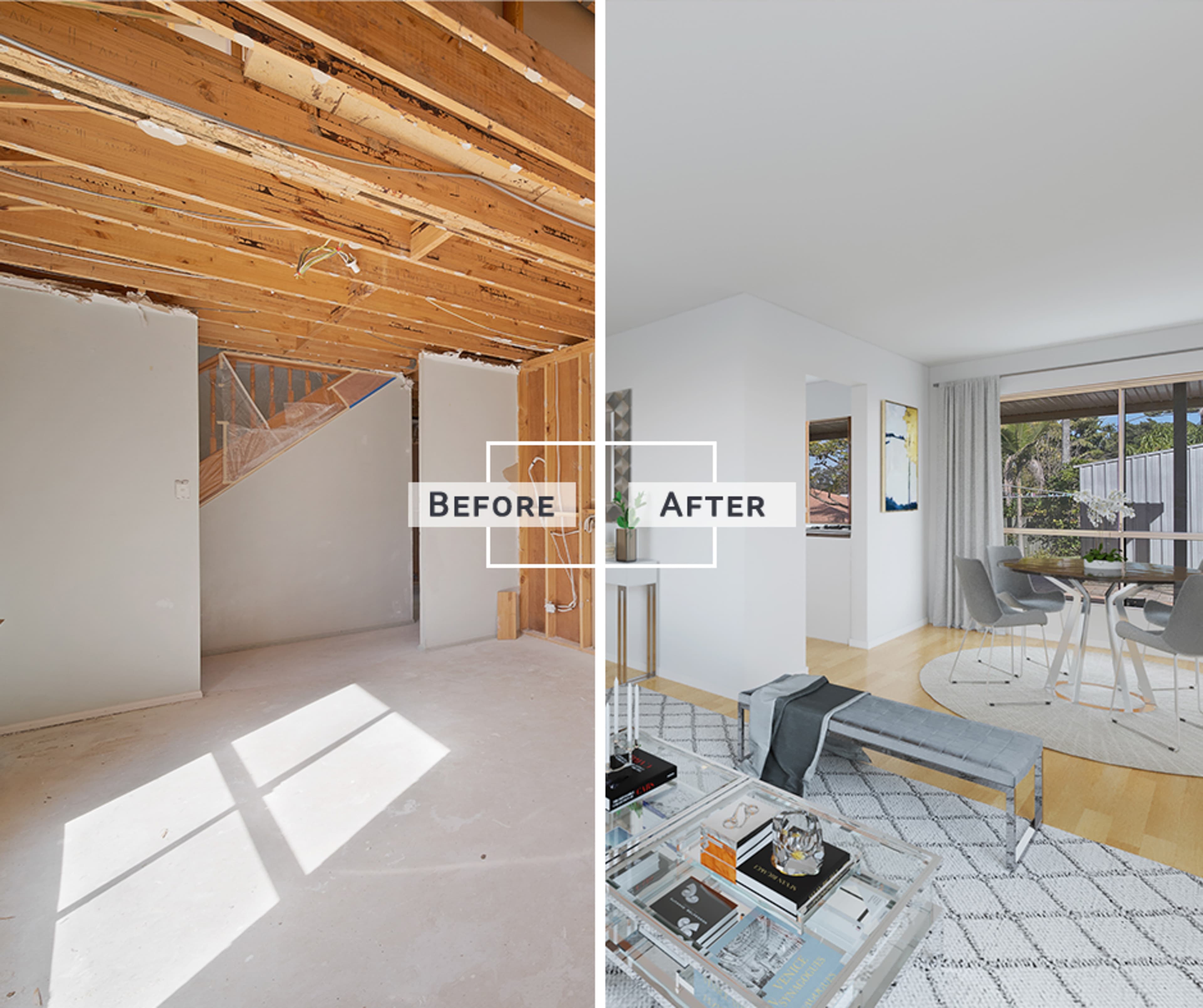 Living Room Virtual Renovation Before and After